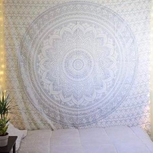 Silver Mandala Tapestry